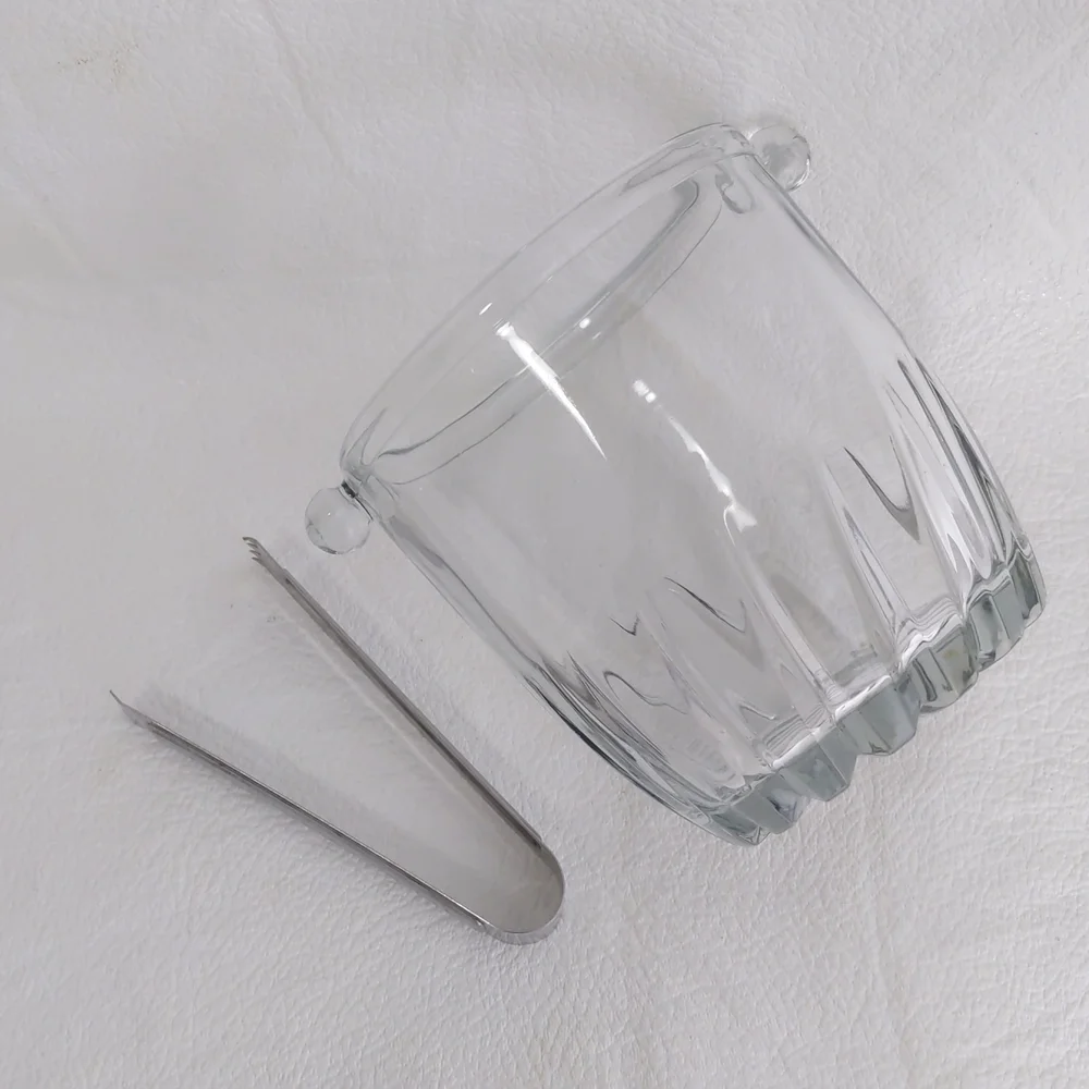 Mini Glass Ice Bucket with Tongs